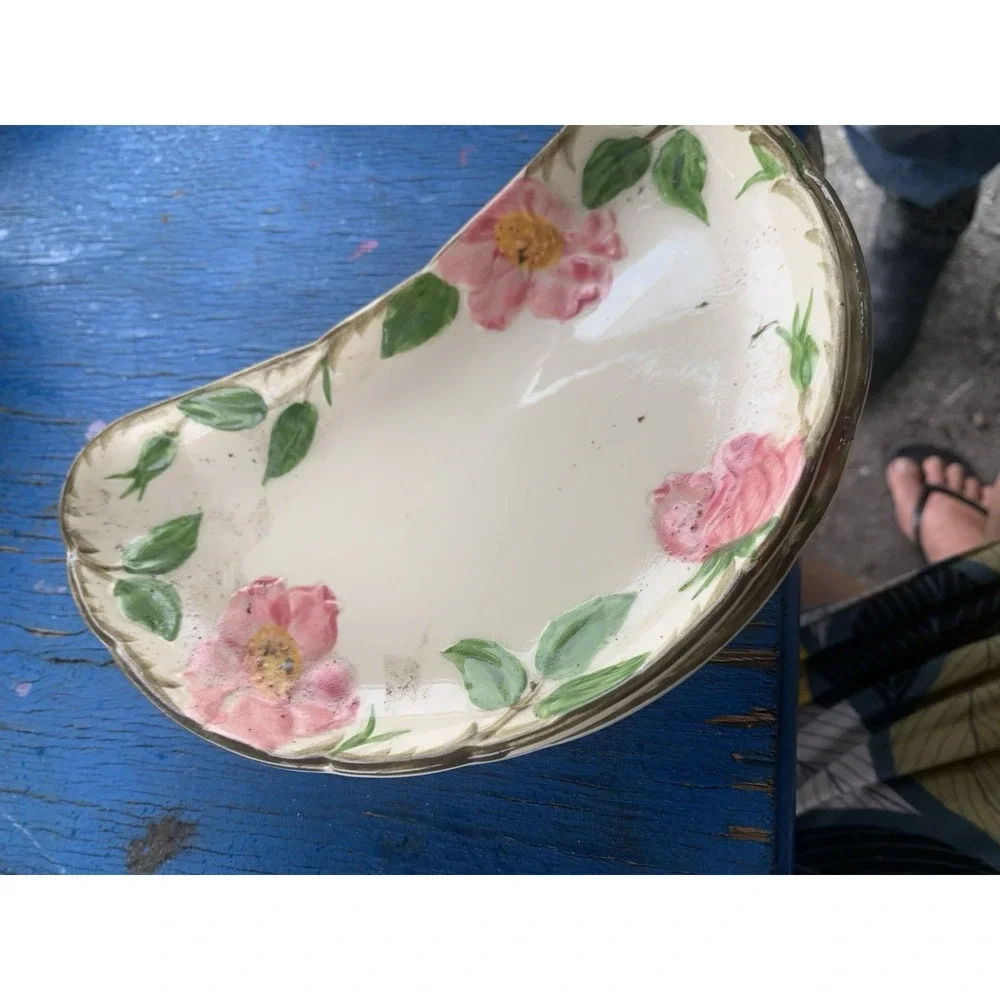 Desert Rose Crescent Salad Plate Early USA